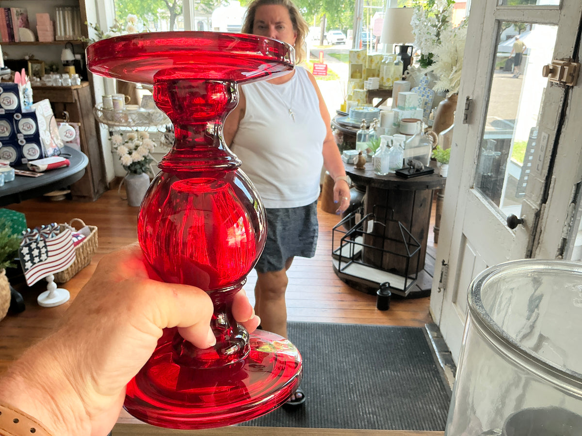 Set of 3 Red Candleholders