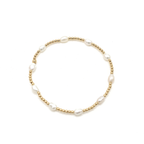 Petite Patterned Rice Pearl Bracelet with 14k Gold-Filled Beads: 7"