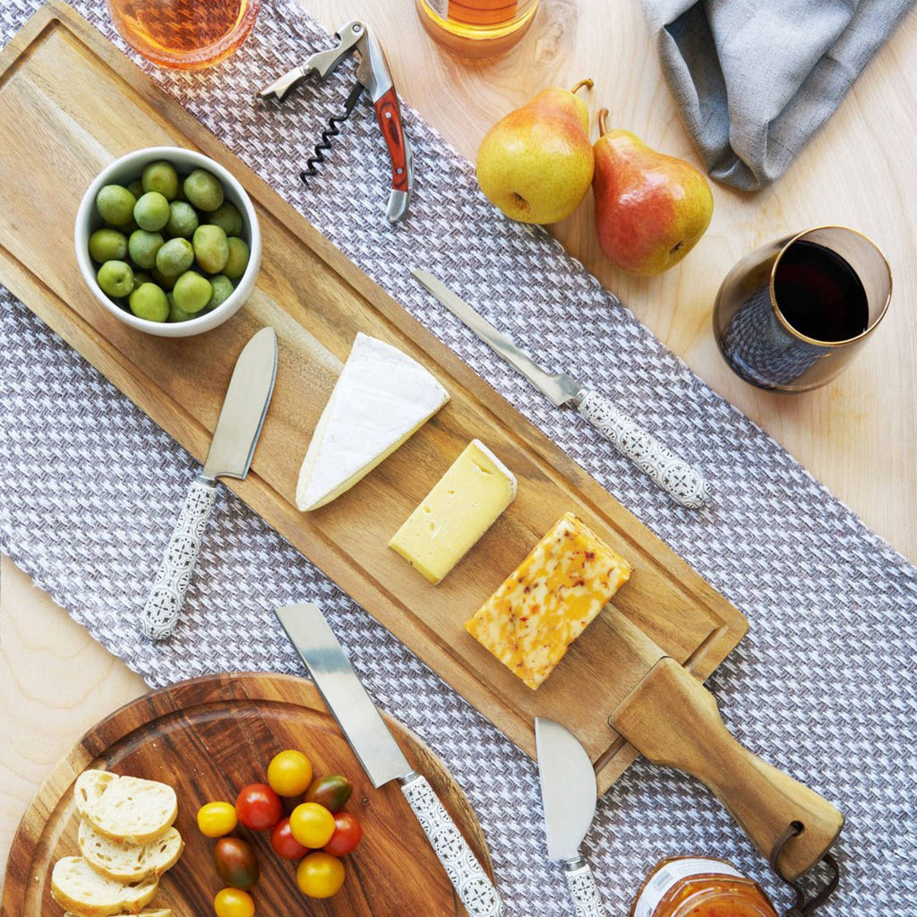 26.5-inch Acacia Tapas Board w/ Faux Leather Hanging Strap