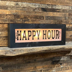 Lighted Happy Hour Sign With Wavy Glass - Vintage Style