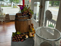 Wine Barrel w/Bottle Ornament 3.25”