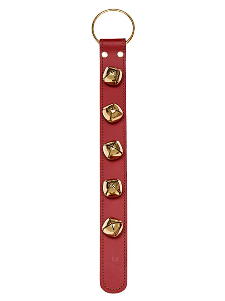 Sleigh Bell Strap with 5 Bells: Red / Nickel
