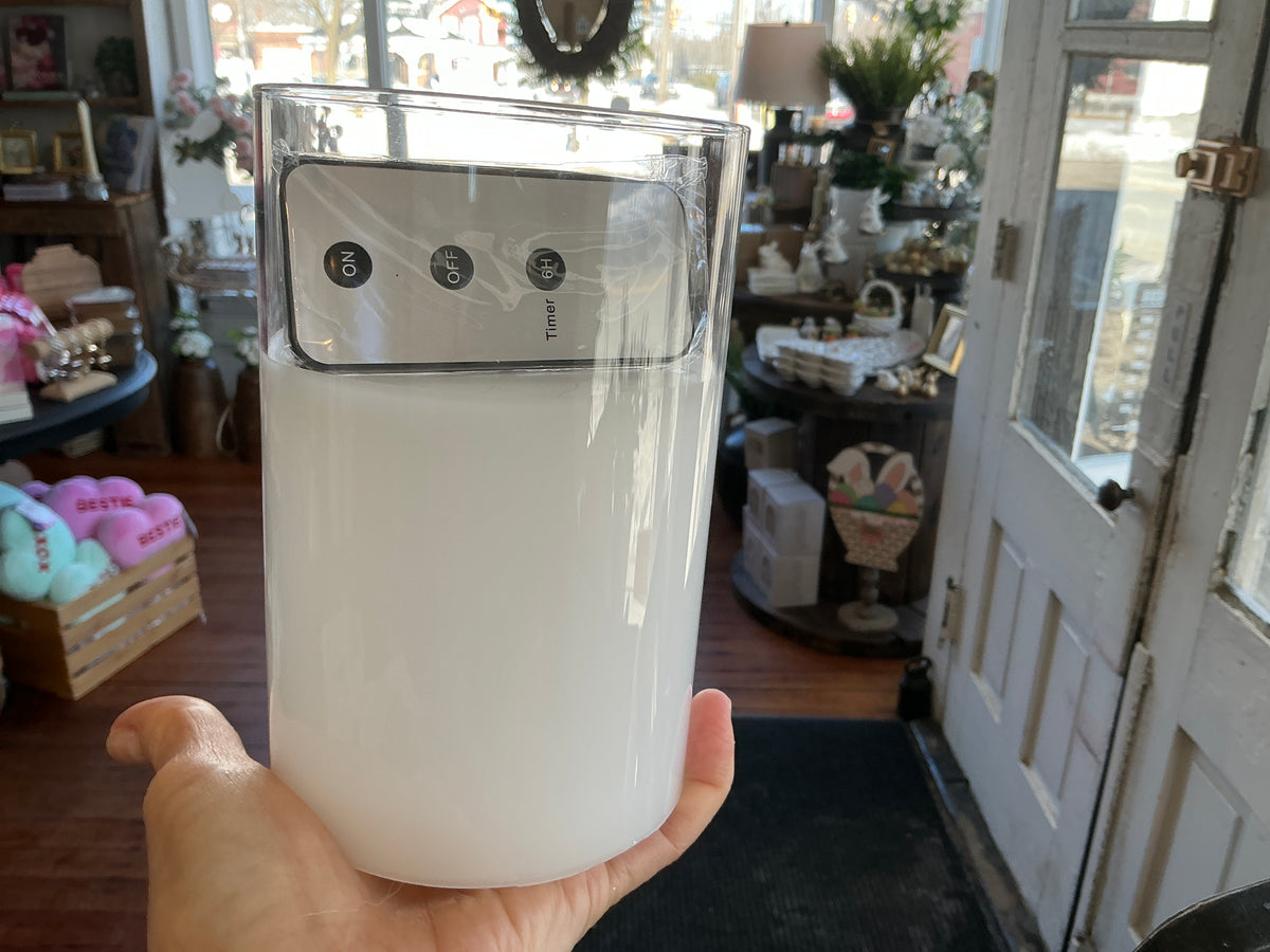 6” white light led flickering candle with remote