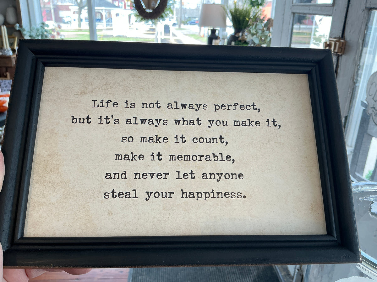 6” High Wood Framed Wall Decor, Black & White