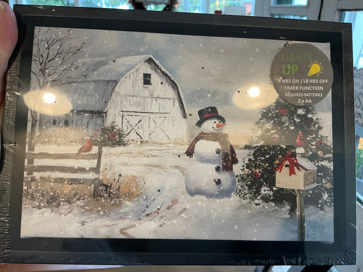 Snowy Farmsted Christmas Light Up w/Timer