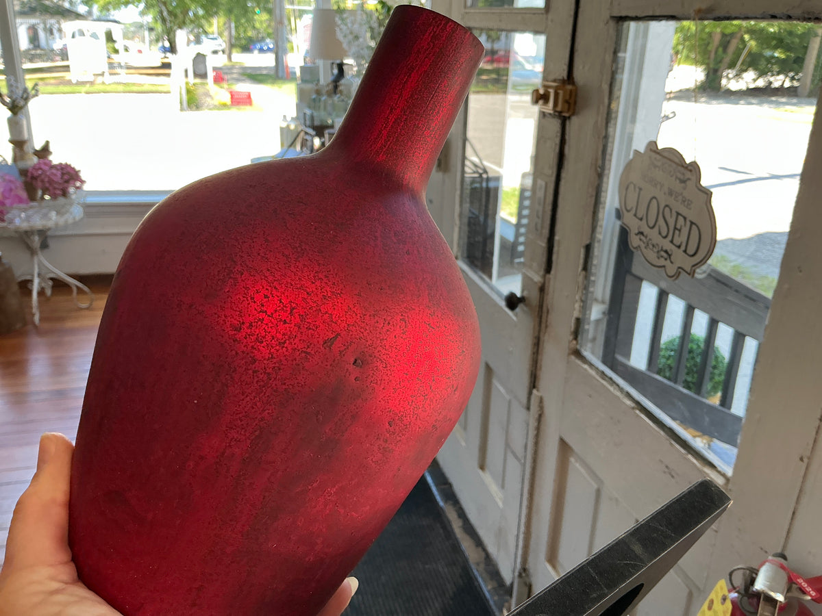Antique Red Matte Vase 10”
