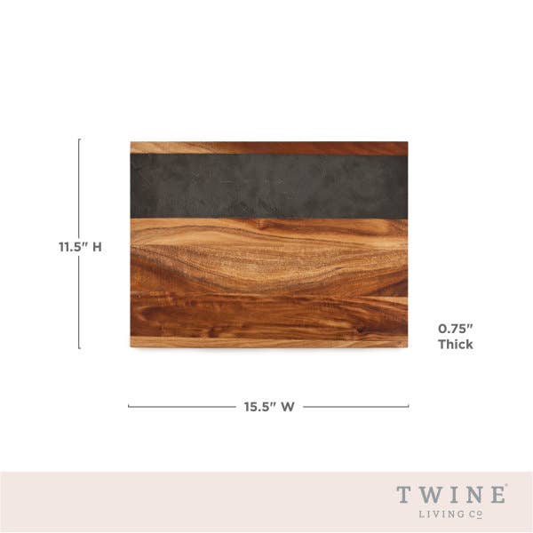 18" Acacia & Slate Charcuterie Board - Includes Chalk