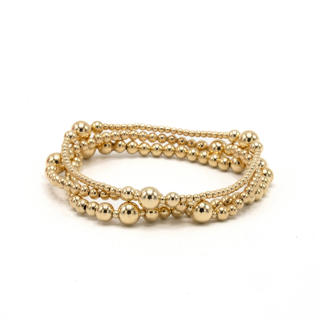 The Nantucket Collection 2x6 14k Gold- Filled Beaded Bracelet: 7"