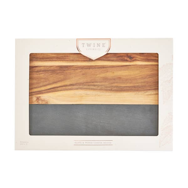 18" Acacia & Slate Charcuterie Board - Includes Chalk
