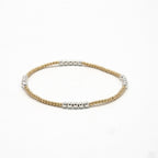 The Hamptons Alloy 2*3 14k Gold-Filled with Sterling Beaded Bracelet: 7"