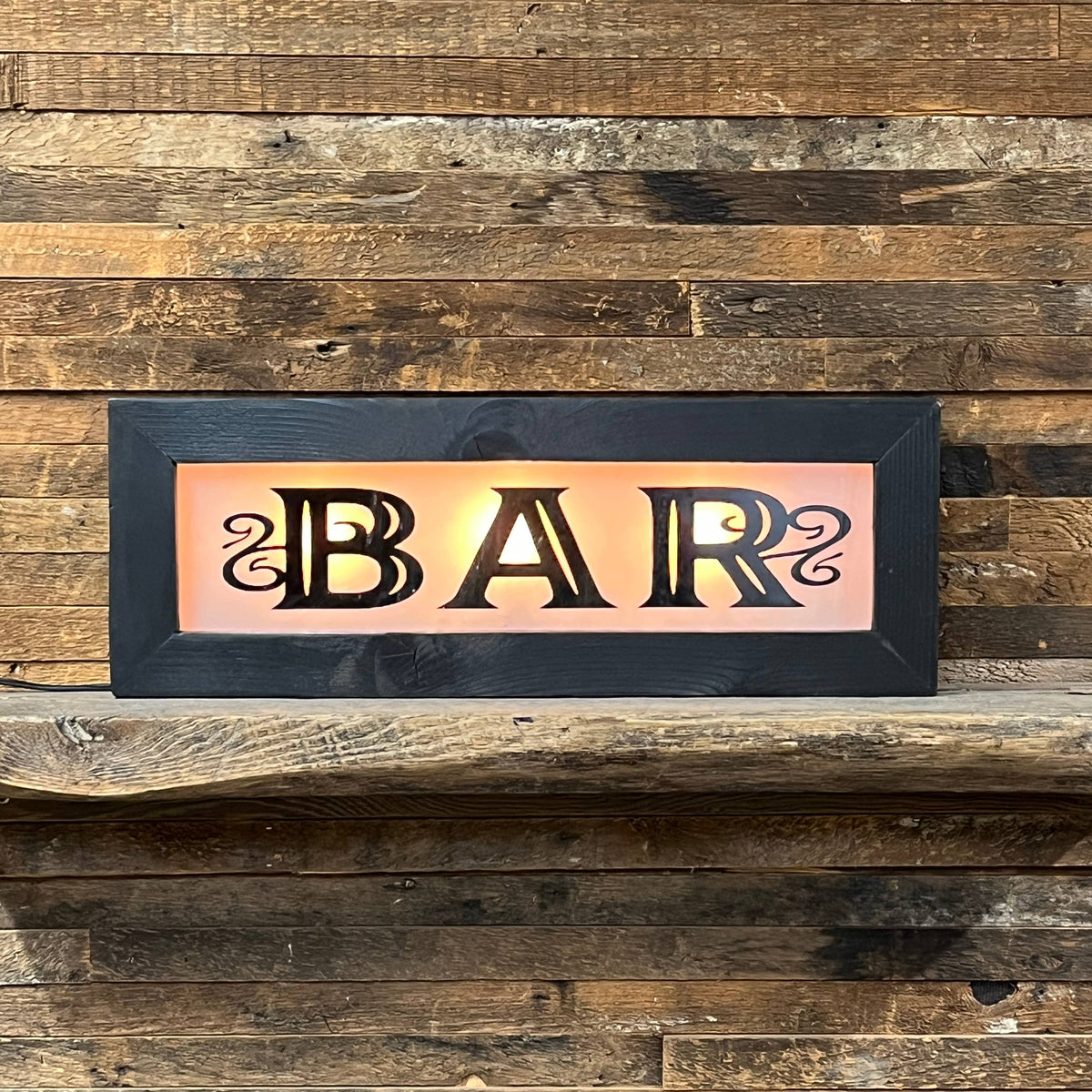 Lighted Bar Sign With Wavy Glass - Vintage Style