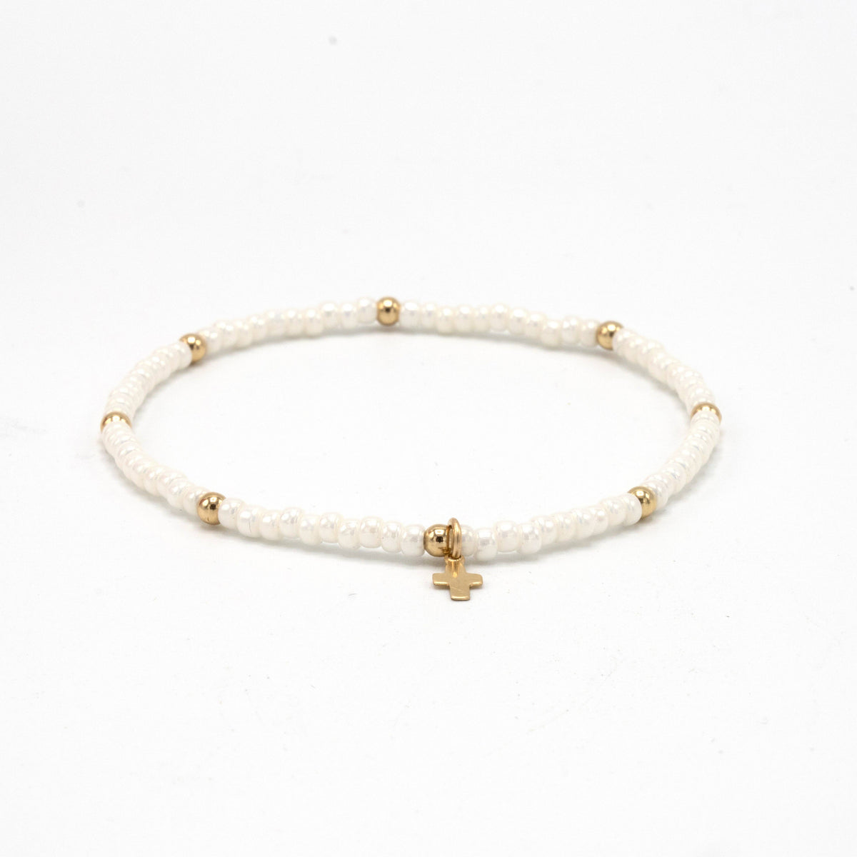 Luxe Cross Bracelet in PEARL WHITE