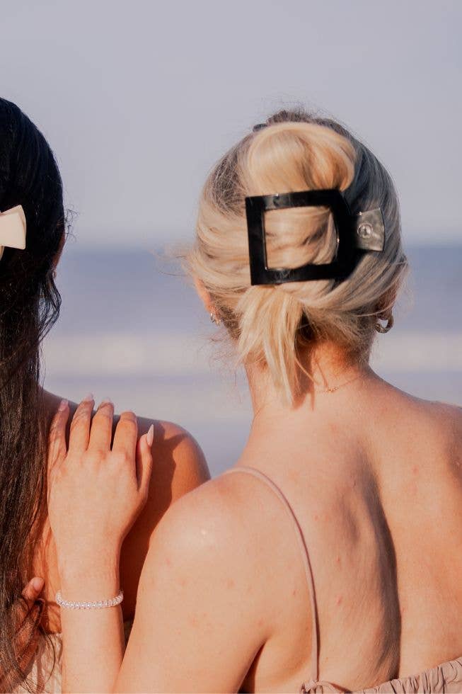 Square Flat Hair Clip | Large | Jet Black