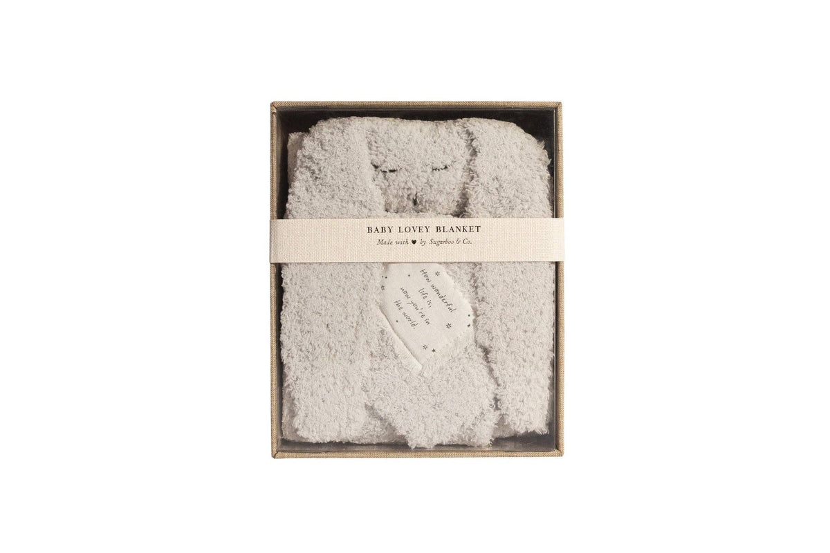 "How wonderful life is" Bunny Baby Lovey Blanket: White / How Wonderful Life Is