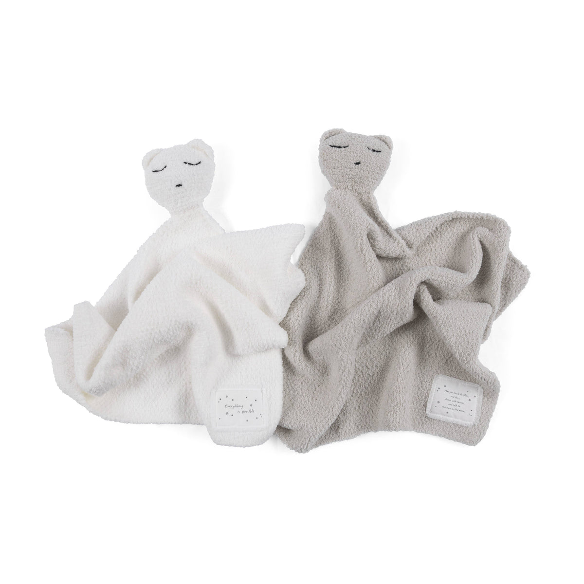 "Angels are watching" Bear Baby Lovey Blanket: Oatmeal / Angels are Watching