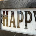 Lighted Happy Hour Sign With Wavy Glass - Vintage Style