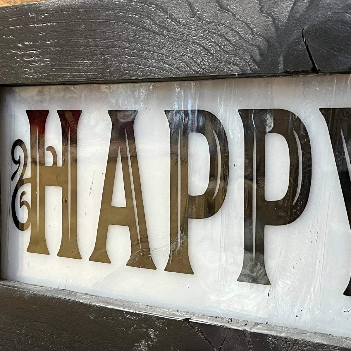 Lighted Happy Hour Sign With Wavy Glass - Vintage Style