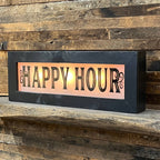 Lighted Happy Hour Sign With Wavy Glass - Vintage Style
