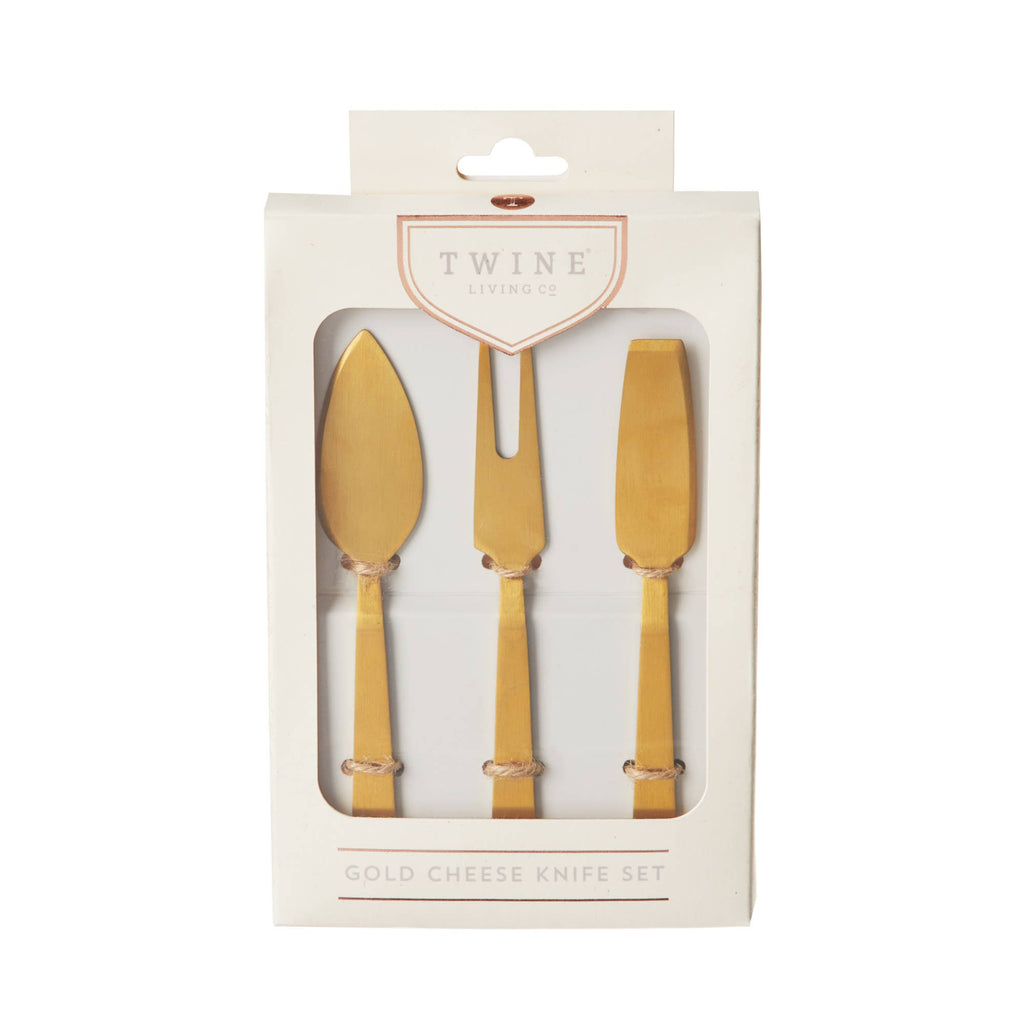 Gold-Plated Stainless Steel Cheese Knives - Set of 3