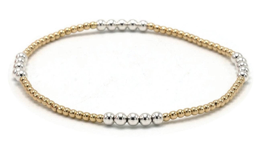 The Hamptons Alloy 2*3 14k Gold-Filled with Sterling Beaded Bracelet: 7"