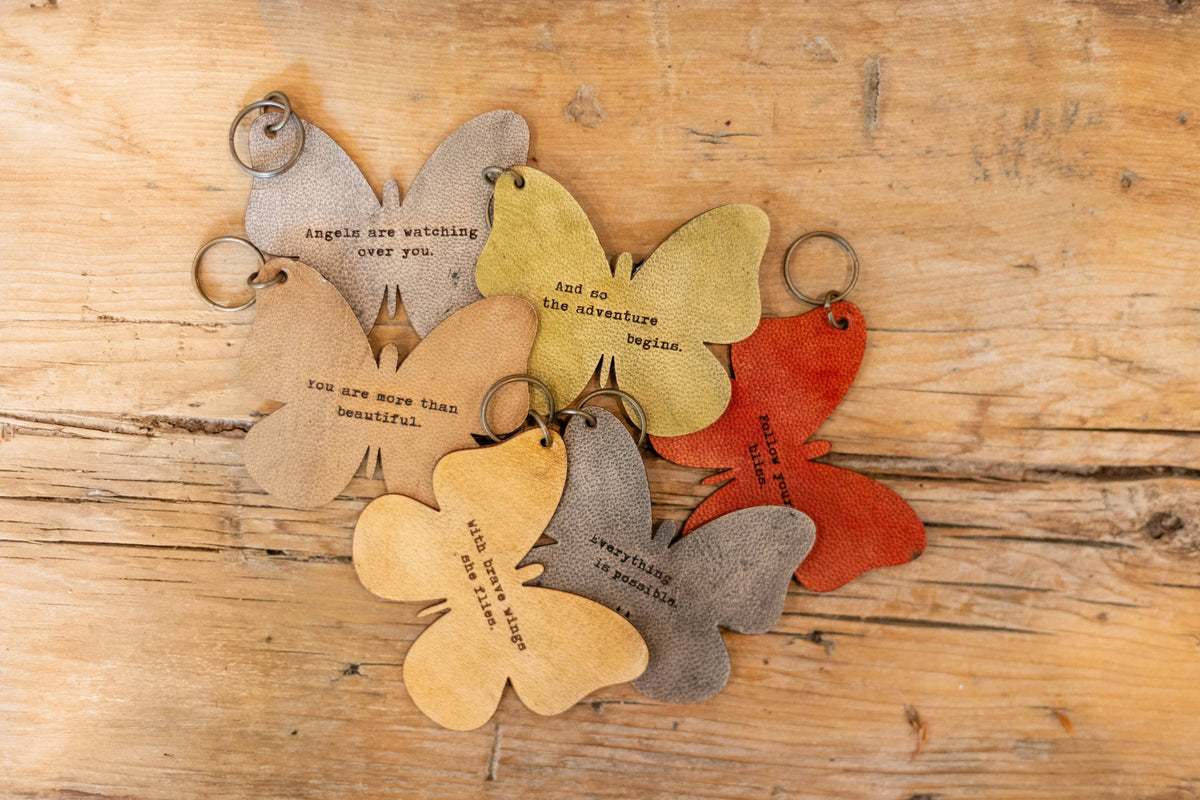Leather Butterfly Keychain