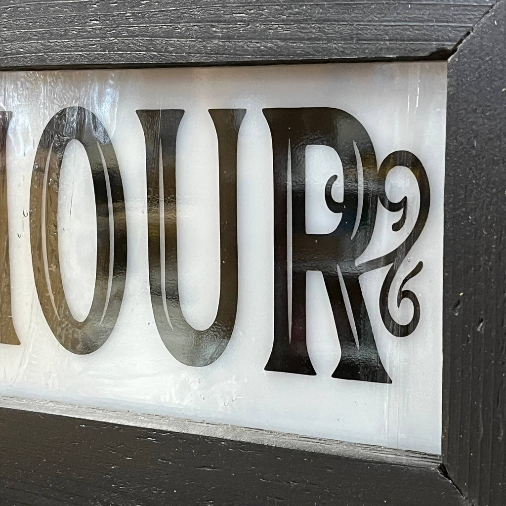 Lighted Happy Hour Sign With Wavy Glass - Vintage Style