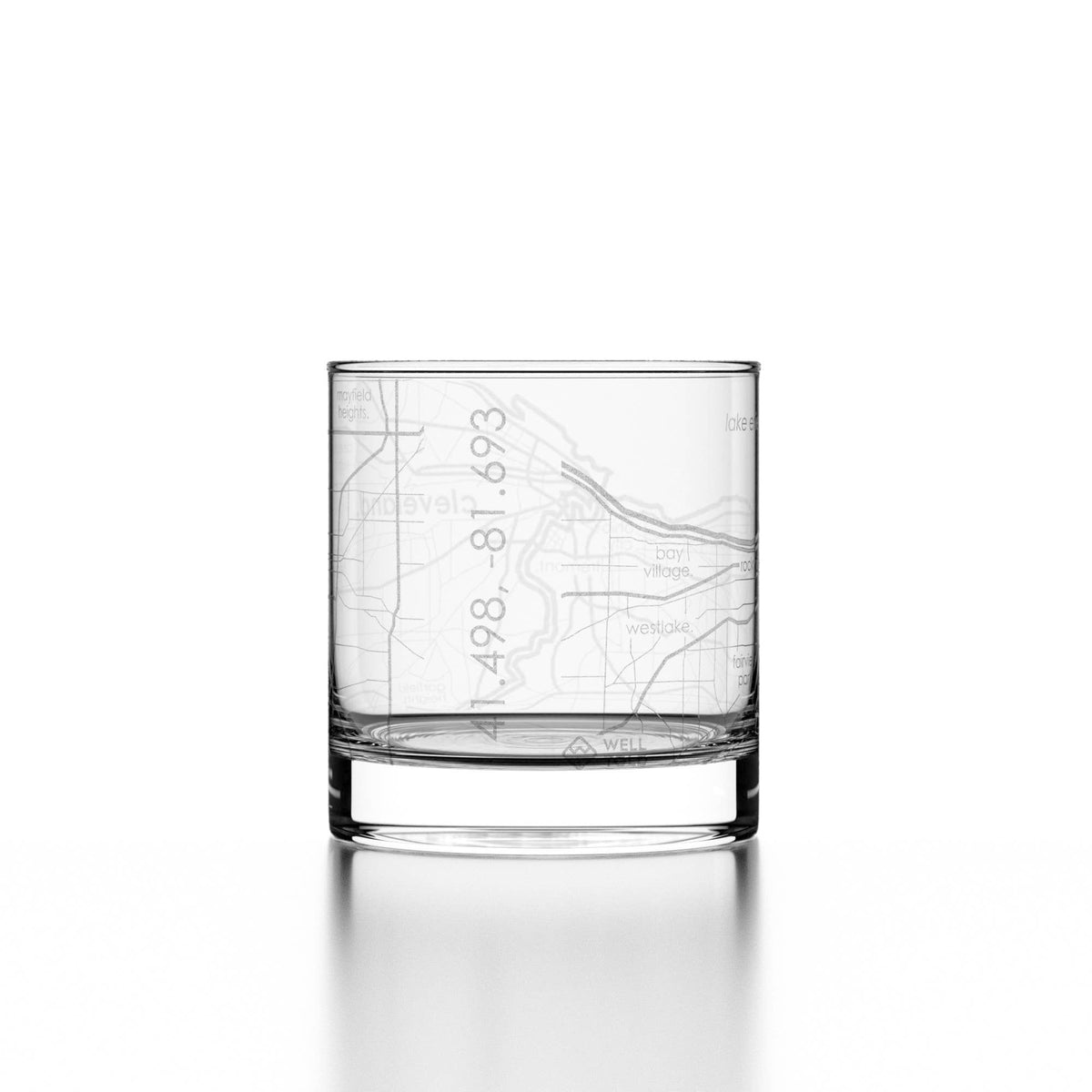 Cleveland OH Map Rocks Whiskey Glass