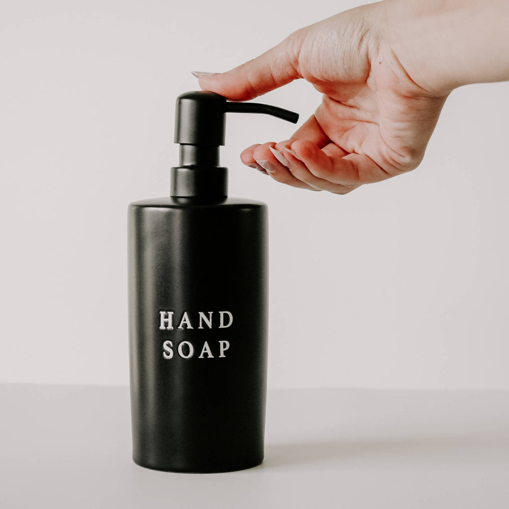 15oz Black Stoneware Hand Soap Dispenser- Home Decor & Gifts