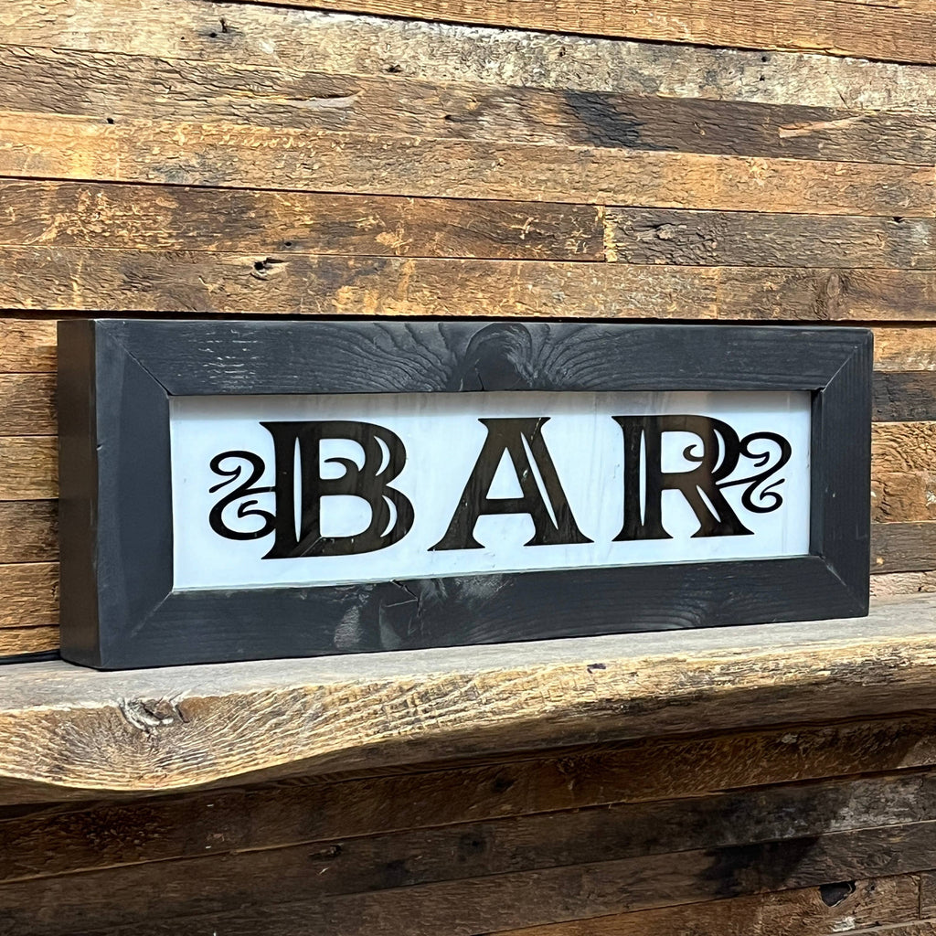 Lighted Bar Sign With Wavy Glass - Vintage Style