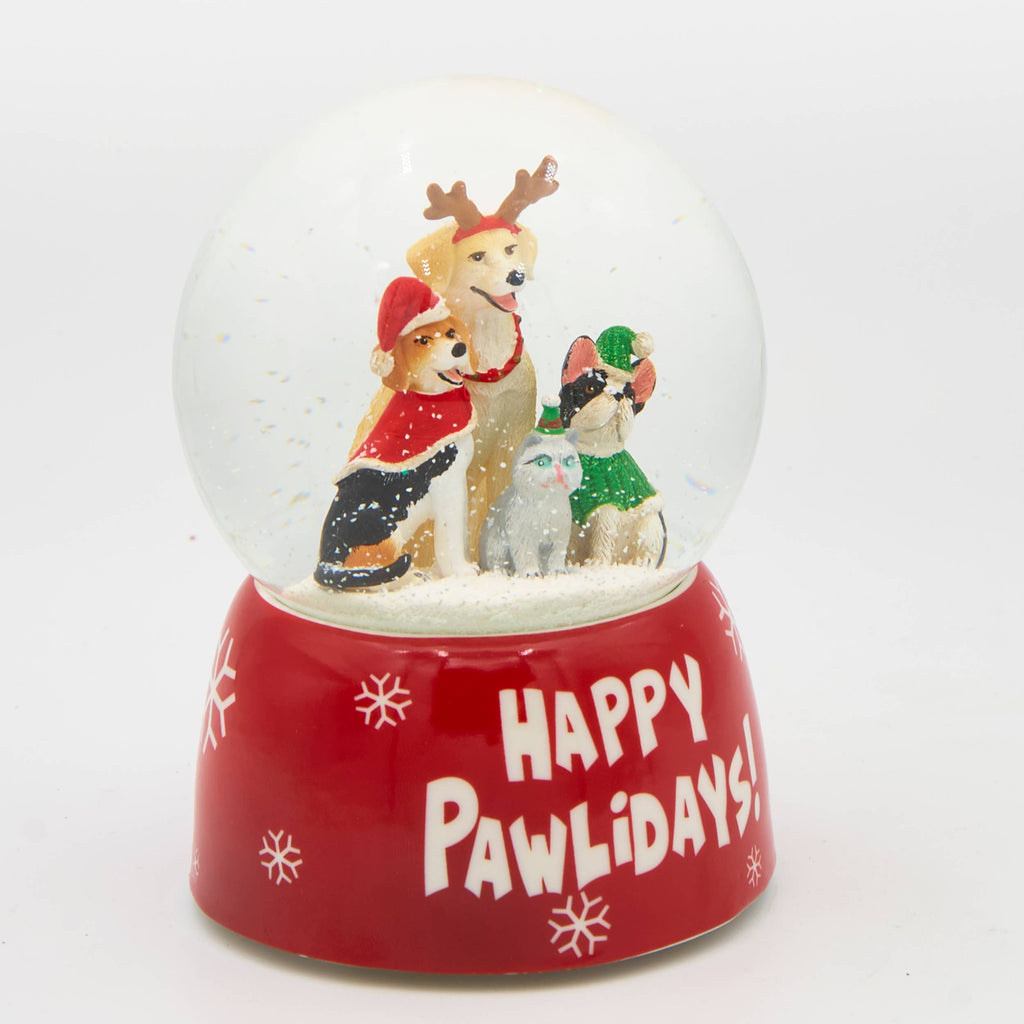 Musical Christmas Glitterdome, "Happy Pawlidays"