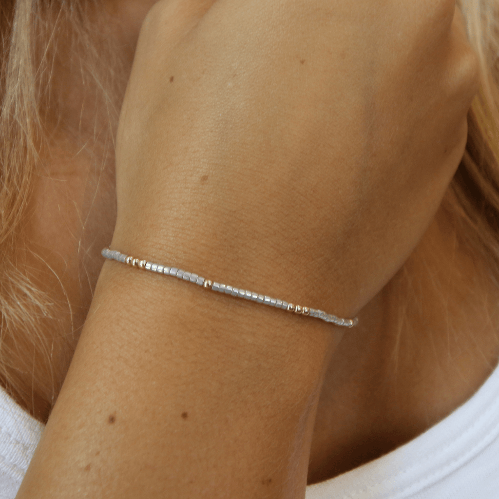 2mm Newport SILVER + Gold Filled Waterproof Bracelet: 7"