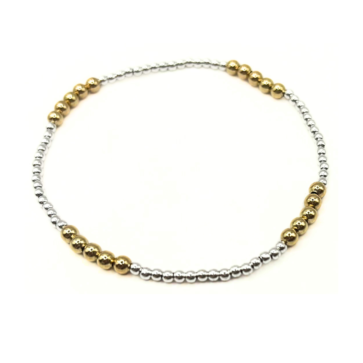 The Hamptons Mix 2x4 Sterling Silver and 14k Gold-Filled Beaded Bracelet: 7"