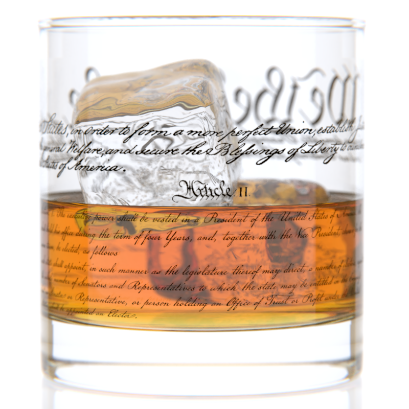 U.S. Constitution - Historical - Whiskey Rocks Glass - 11 oz