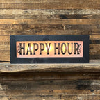 Lighted Happy Hour Sign With Wavy Glass - Vintage Style