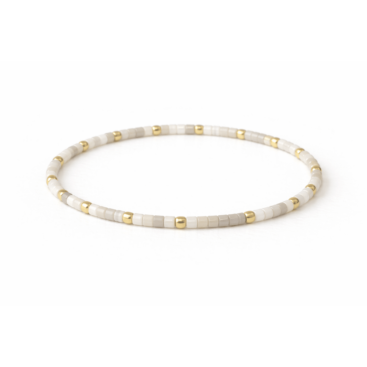 Endless Summer 14k Gold filled & Whites Beaded Bracelet: 7"