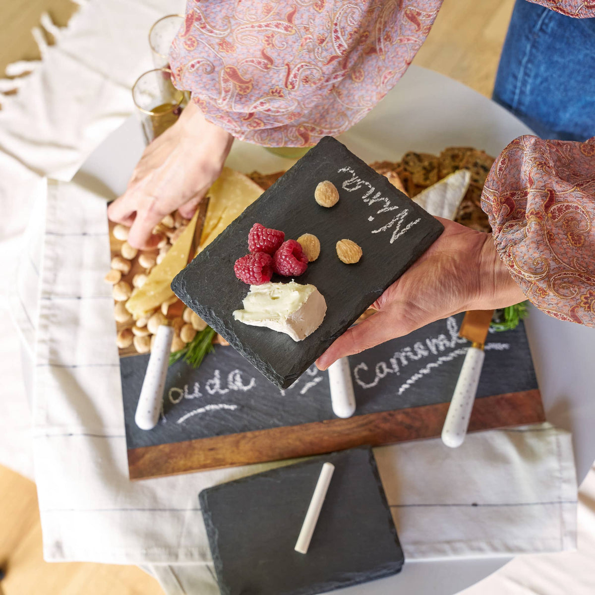 Black Slate Appetizer Plates w/ Natural Edges - Set of 4