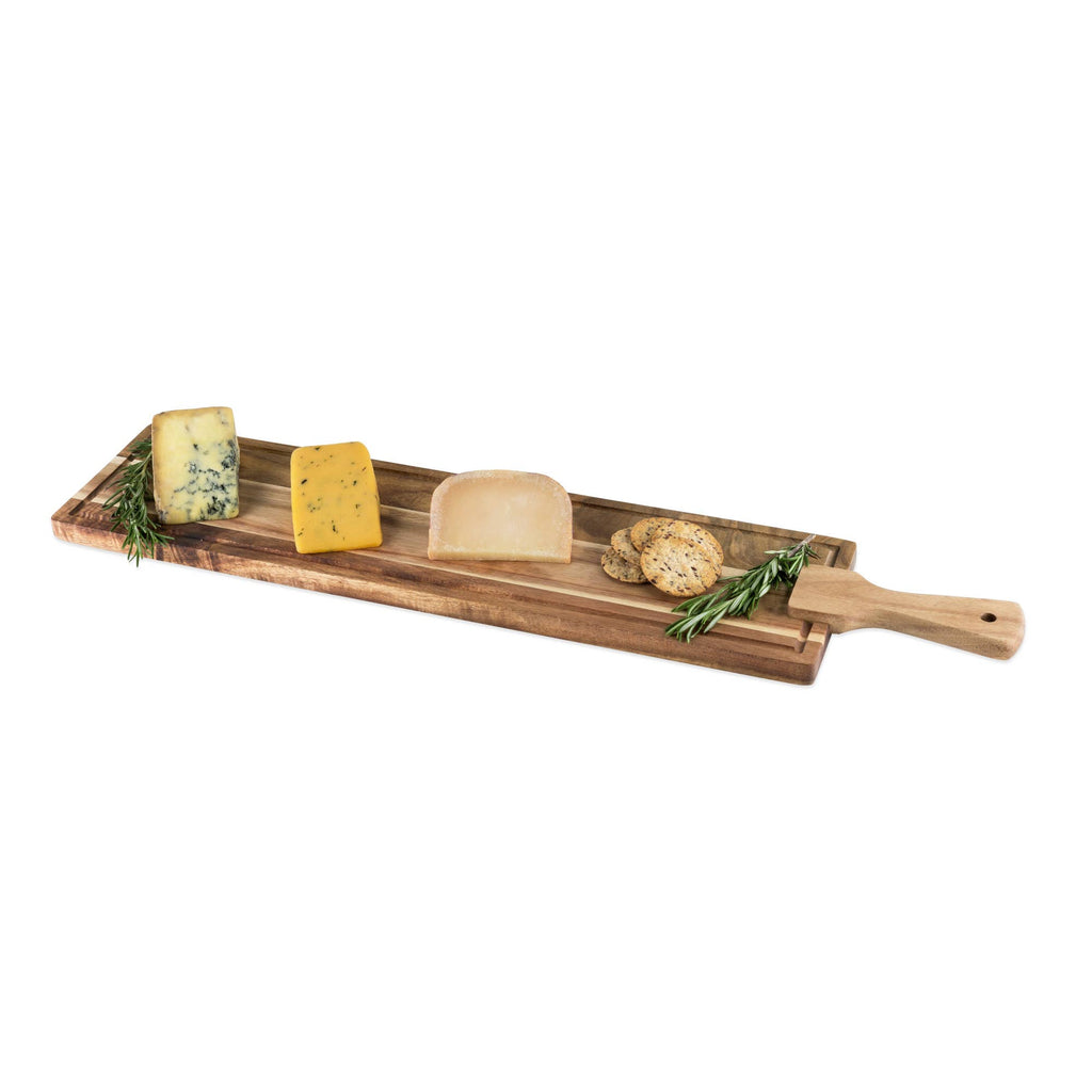 26.5-inch Acacia Tapas Board w/ Faux Leather Hanging Strap