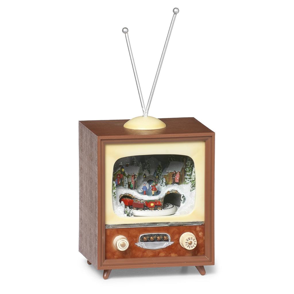 Lighted Musical TV with Rotating Train in Tunnel