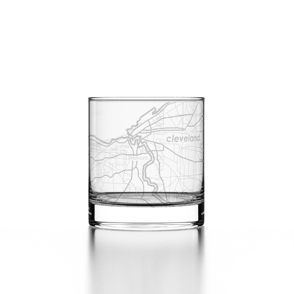 Cleveland OH Map Rocks Whiskey Glass